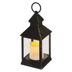 EMOS Lighting LED dekorácia – lampáš antik čierna blikajúca, 3x AAA, vnútorný, vintage, časovač