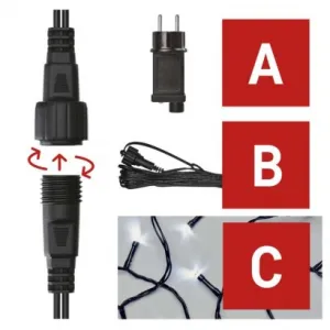 EMOS Lighting Základná sada pre spojovacie reťaze Standard, 10 m, vonkajšia, studená biela, časovač