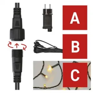 EMOS Lighting Základná sada pre spojovacie reťaze Standard, 10 m, vonkajšia, teplá biela, časovač