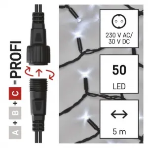 EMOS Lighting Profi LED spojovacia reťaz čierna, 5 m, vonkajšia aj vnútorná, studená biela