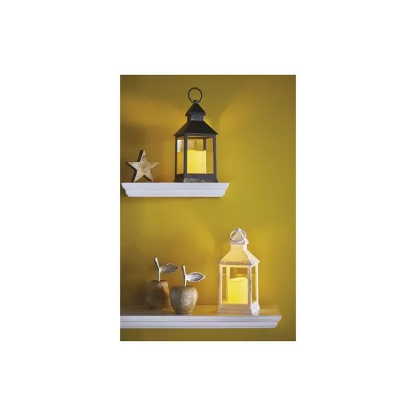 EMOS Lighting LED dekorácia – lampáš antik biela blikajúca, 3x AAA, vnútorný, vintage, časovač