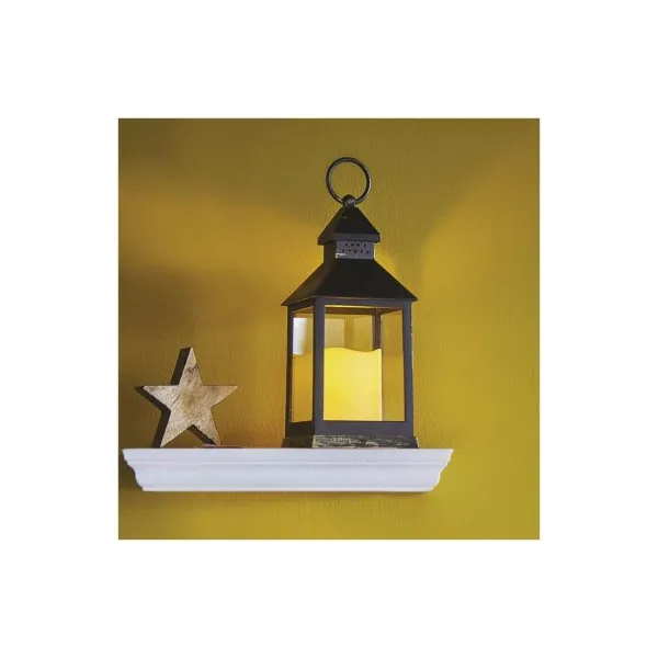 EMOS Lighting LED dekorácia – lampáš antik čierna blikajúca, 3x AAA, vnútorný, vintage, časovač