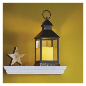 EMOS Lighting LED dekorácia – lampáš antik čierna blikajúca, 3x AAA, vnútorný, vintage, časovač