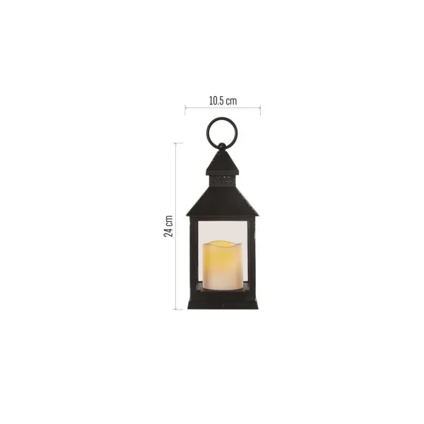 EMOS Lighting LED dekorácia – lampáš antik čierna blikajúca, 3x AAA, vnútorný, vintage, časovač