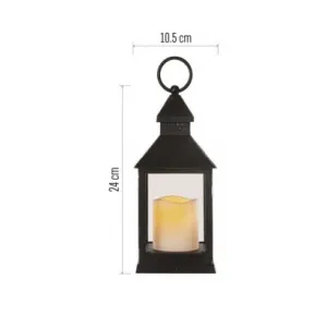 EMOS Lighting LED dekorácia – lampáš antik čierna blikajúca, 3x AAA, vnútorný, vintage, časovač
