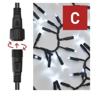 EMOS Lighting Profi LED spojovacia reťaz čierna – cluster, 3m, vonkaj. aj vnútorná, studená biela