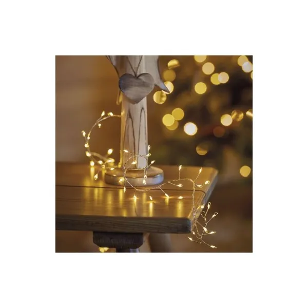 EMOS Lighting LED vianočná nano reťaz – ježko, 2,4 m, 3x AA, vnútorná, teplá biela, časovač
