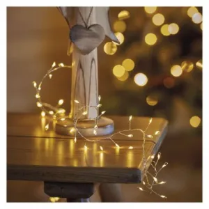 EMOS Lighting LED vianočná nano reťaz – ježko, 2,4 m, 3x AA, vnútorná, teplá biela, časovač
