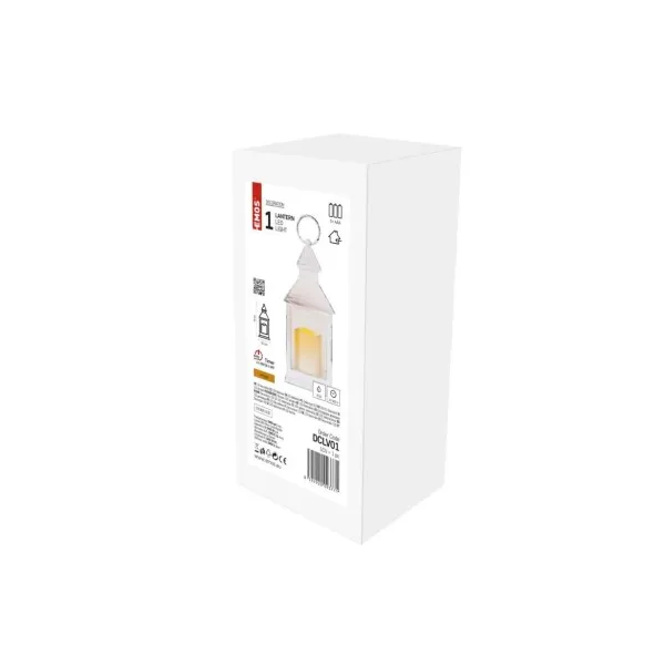 EMOS Lighting LED dekorácia – lampáš antik biela blikajúca, 3x AAA, vnútorný, vintage, časovač