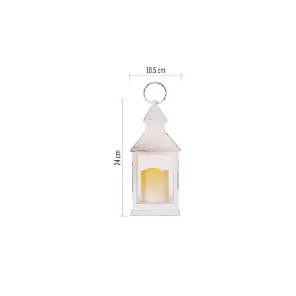 EMOS Lighting LED dekorácia – lampáš antik biela blikajúca, 3x AAA, vnútorný, vintage, časovač