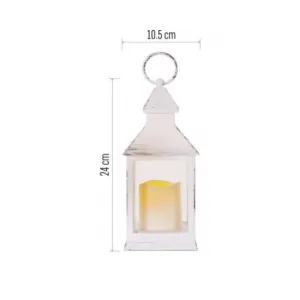 EMOS Lighting LED dekorácia – lampáš antik biela blikajúca, 3x AAA, vnútorný, vintage, časovač