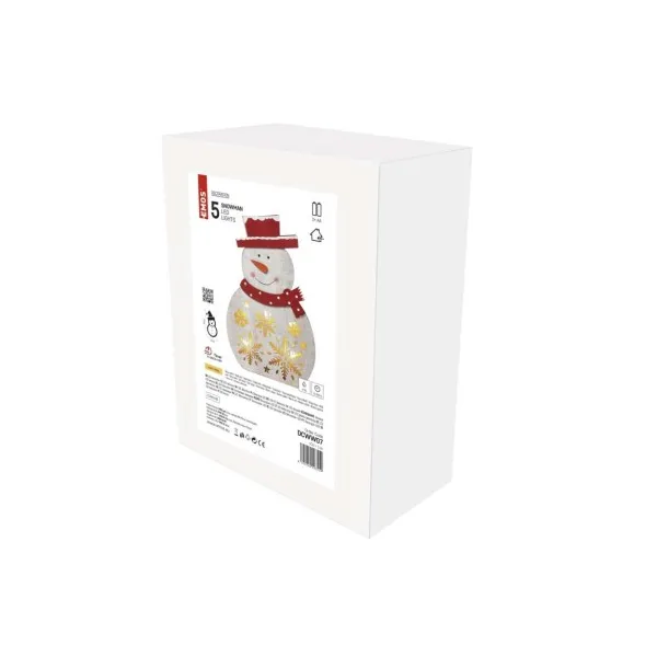 LED Vianočný Snehuliak Drevený 30 cm