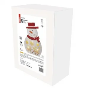 LED Vianočný Snehuliak Drevený 30 cm