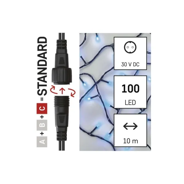 EMOS Lighting Standard LED spojovacia vianočná reťaz, 10 m, vonkajšia aj vnútorná, modrá