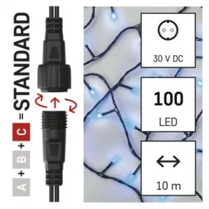 EMOS Lighting Standard LED spojovacia vianočná reťaz, 10 m, vonkajšia aj vnútorná, modrá