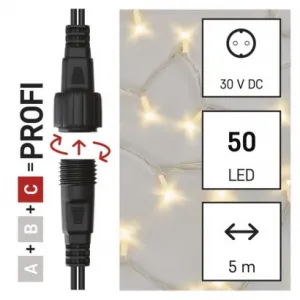 EMOS Lighting Profi LED spojovacia reťaz biela, 5 m, vonkajšia aj vnútorná, teplá biela
