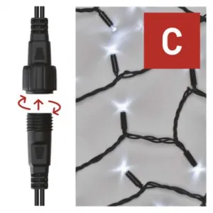 EMOS Lighting Profi LED spojovacia reťaz čierna, 10 m, vonkajšia aj vnútorná, studená biela