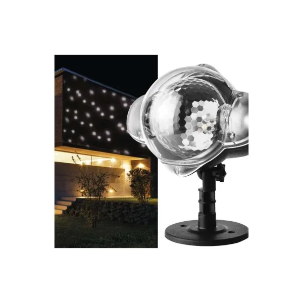 EMOS Lighting LED dekoratívny projektor – padajúce vločky, vonkajší aj vnútorný, biela