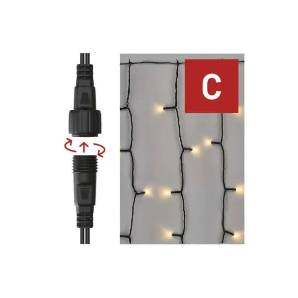 EMOS Lighting Standard LED spojovacia vianočná reťaz – záclona, 1x2 m, vonkajšia, teplá biela