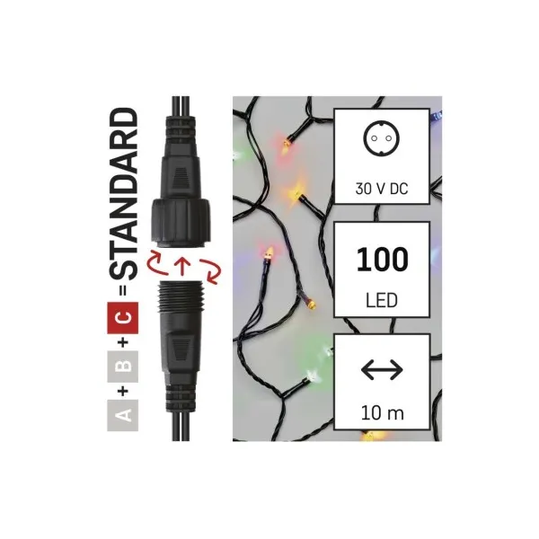 EMOS Lighting Standard LED spojovacia vianočná reťaz, 10 m, vonkajšia aj vnútorná, multicolor