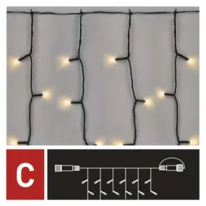 EMOS Lighting Standard LED spojovacia vianočná reťaz – záclona, 1x2 m, vonkajšia, teplá biela