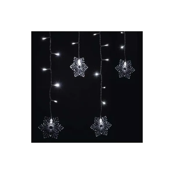 EMOS LED vianočný záves – vločky, 135x50 cm, vnútorná, studená biela