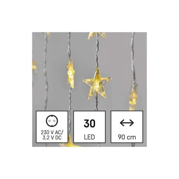 EMOS Lighting LED vianočný záves – hviezdy, 120x90 cm, vnútorný, teplá biela, časovač