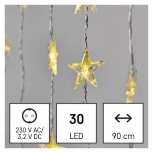 EMOS Lighting LED vianočný záves – hviezdy, 120x90 cm, vnútorný, teplá biela, časovač