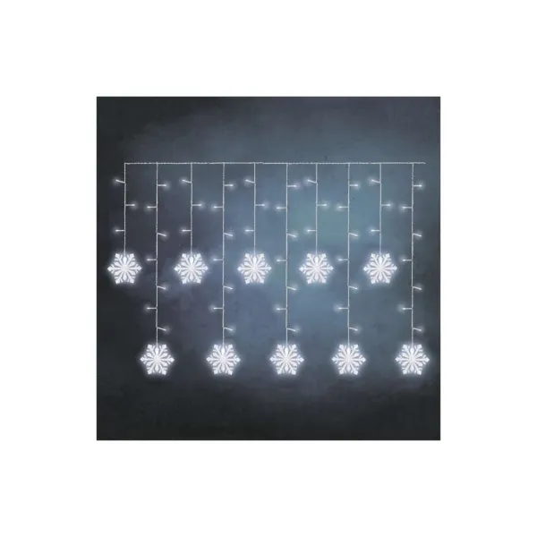 EMOS LED vianočný záves – vločky, 135x50 cm, vnútorná, studená biela