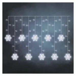 EMOS LED vianočný záves – vločky, 135x50 cm, vnútorná, studená biela