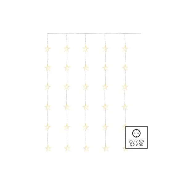 EMOS Lighting LED vianočný záves – hviezdy, 120x90 cm, vnútorný, teplá biela, časovač