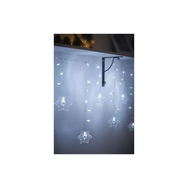 EMOS LED vianočný záves – vločky, 135x50 cm, vnútorná, studená biela