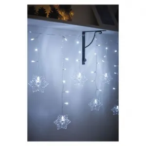 EMOS LED vianočný záves – vločky, 135x50 cm, vnútorná, studená biela