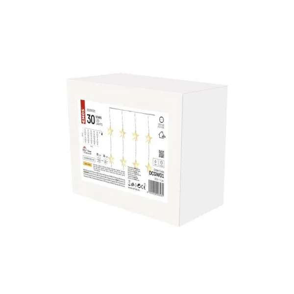 EMOS Lighting LED vianočný záves – hviezdy, 120x90 cm, vnútorný, teplá biela, časovač
