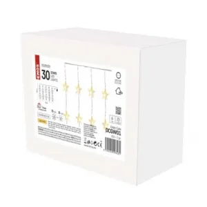 EMOS Lighting LED vianočný záves – hviezdy, 120x90 cm, vnútorný, teplá biela, časovač