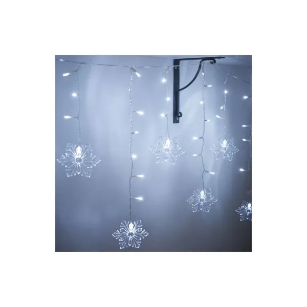 EMOS LED vianočný záves – vločky, 135x50 cm, vnútorná, studená biela