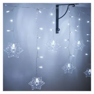 EMOS LED vianočný záves – vločky, 135x50 cm, vnútorná, studená biela