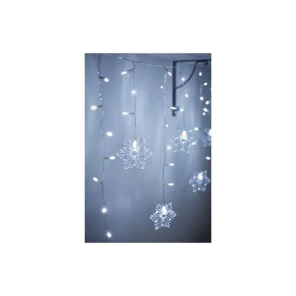 EMOS LED vianočný záves – vločky, 135x50 cm, vnútorná, studená biela