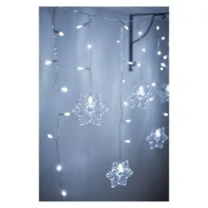 EMOS LED vianočný záves – vločky, 135x50 cm, vnútorná, studená biela