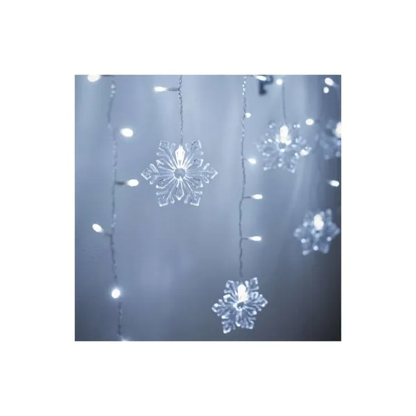 EMOS LED vianočný záves – vločky, 135x50 cm, vnútorná, studená biela