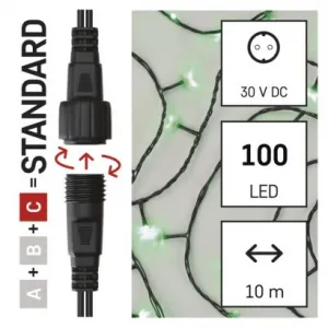 EMOS Lighting Standard LED spojovacia vianočná reťaz, 10 m, vonkajšia aj vnútorná, zelená