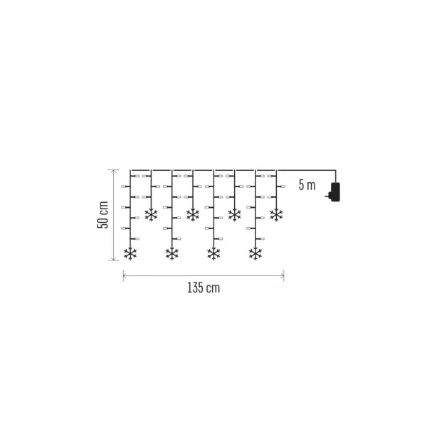 EMOS LED vianočný záves – vločky, 135x50 cm, vnútorná, studená biela