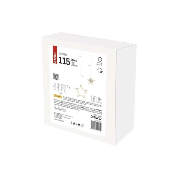 EMOS LED vianočný záves – hviezdy, 185x105 cm, vnútorný, teplá biela