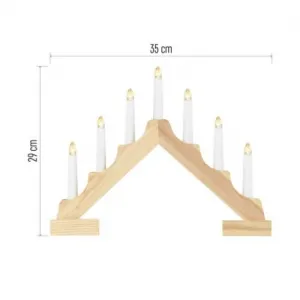 LED svietnik drevený s časovačom 29 cm teplá biela