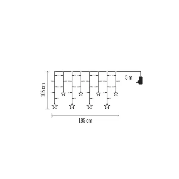 EMOS LED vianočný záves – hviezdy, 185x105 cm, vnútorný, teplá biela