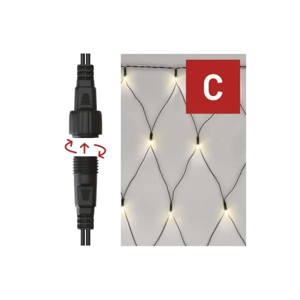 EMOS Lighting Standard LED spojovacia vianočná reťaz – sieť, 1,5x2 m, vonkajšia, teplá biela