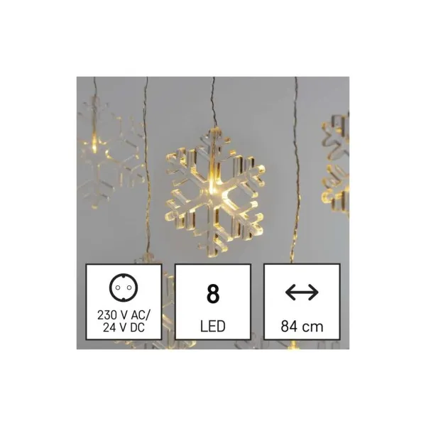 EMOS Lighting LED vianočný záves – snehové vločky, 84 cm, vnútorný, teplá biela