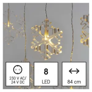 EMOS Lighting LED vianočný záves – snehové vločky, 84 cm, vnútorný, teplá biela