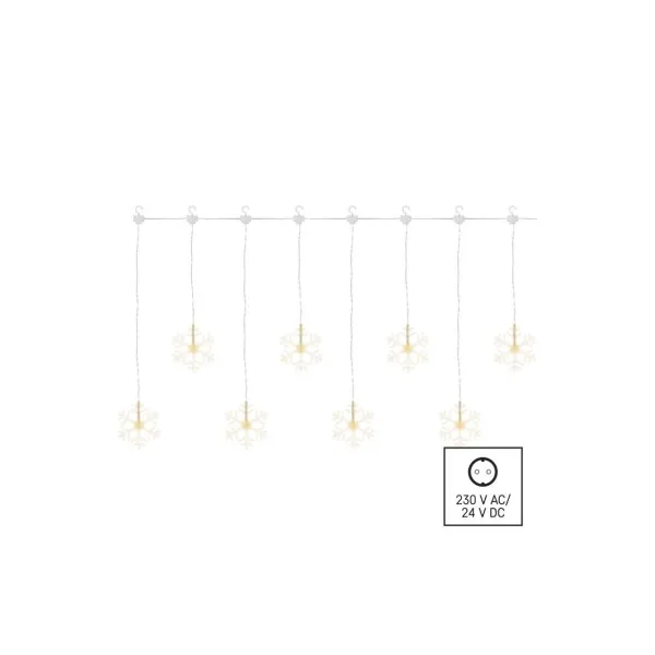 EMOS Lighting LED vianočný záves – snehové vločky, 84 cm, vnútorný, teplá biela