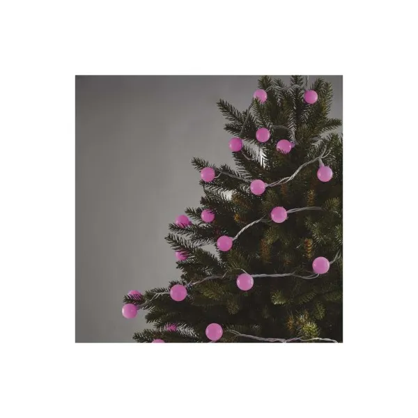 EMOS Lighting LED svetelná cherry reťaz – guličky 2,5 cm, 4 m, vonkajšia aj vnútorná, ružová, časovač